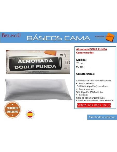 Almohada doble funda CM 90 cm